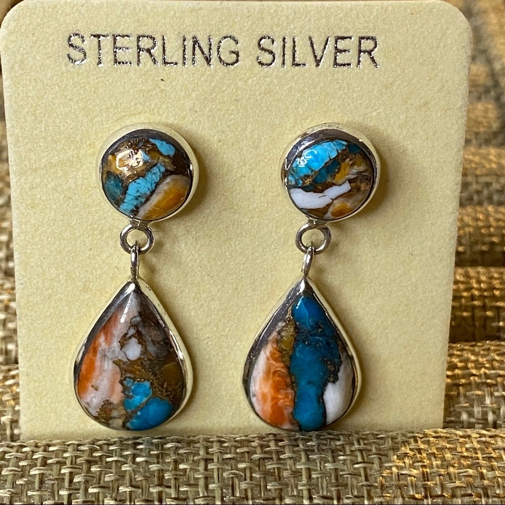Spiny Turquoise Sterling Silver Earrings